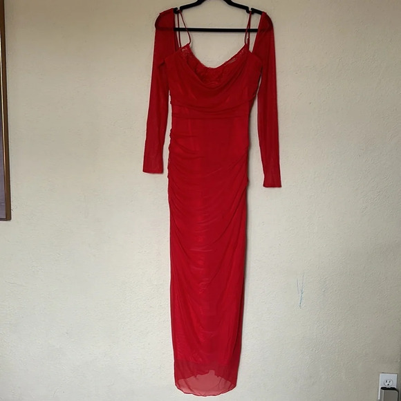 House of‎ CB 'Katarina' Scarlet Long Sleeve Maxi Dress NWOT size M - Picture 4 of 13